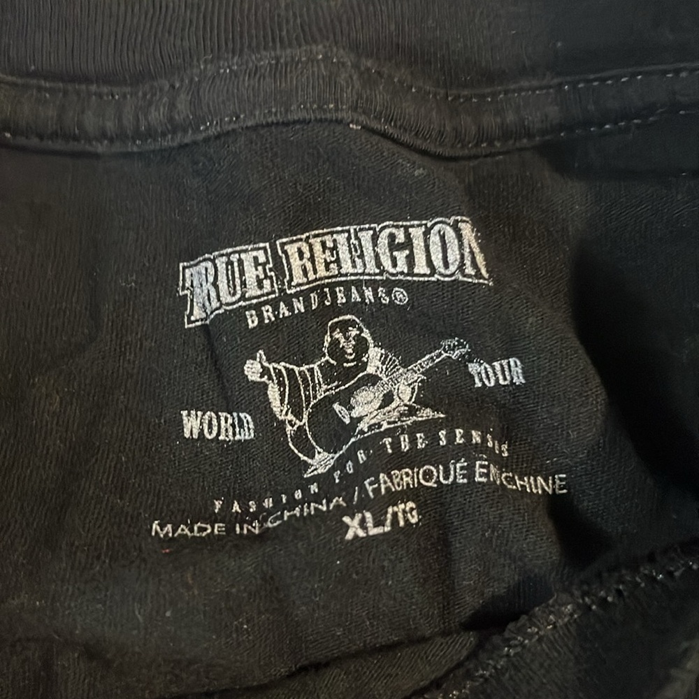 True Religion Black T-Shirt with White Logo - Picture 2 of 3